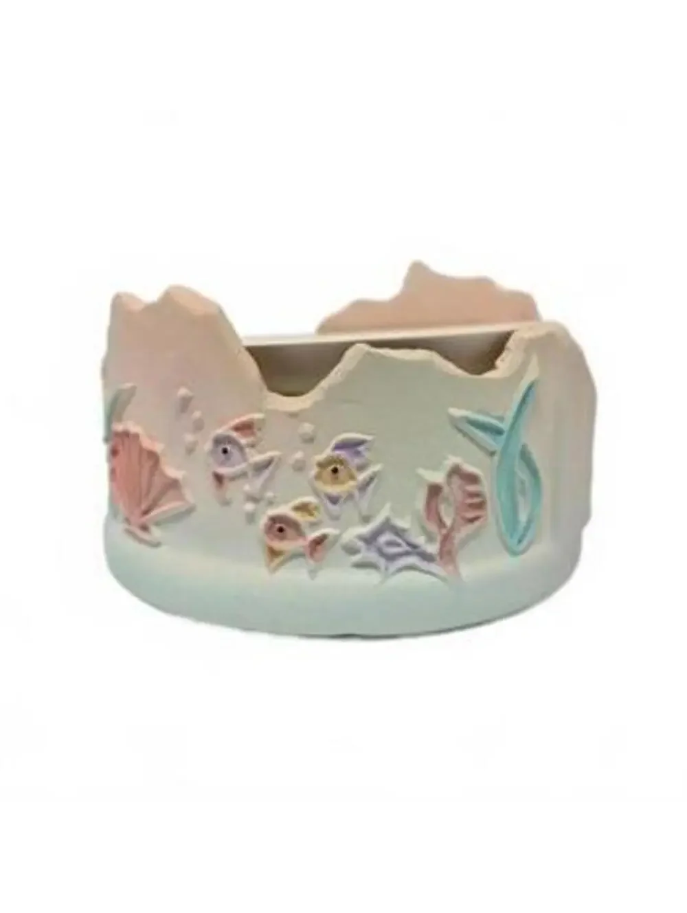 Vintage Shadrak Pottery Dripless Ceramic Coaster Set Holder Pastel Sea Life